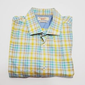 Original Penguin Yellow Plaid Men's Casual Long Sleeve Shirt Size 16-34/35"